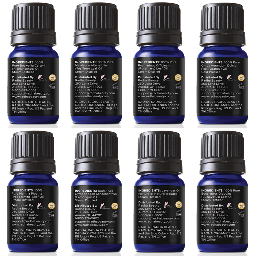 Radha Beauty Aromatherapy Top 8 Essential Oil Set