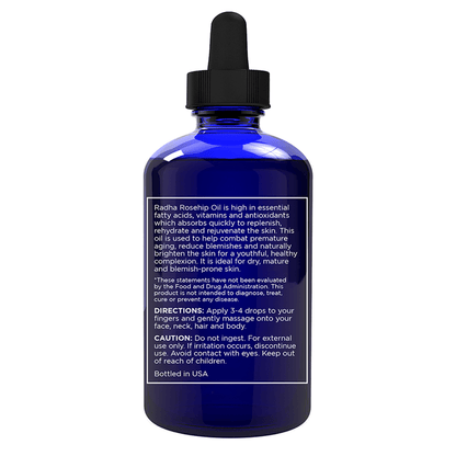 Radha Beauty USDA Certified Organic Rosehip Oil - 100% Pure