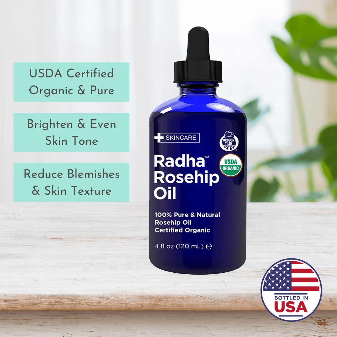 Radha Beauty USDA Certified Organic Rosehip Oil - 100% Pure