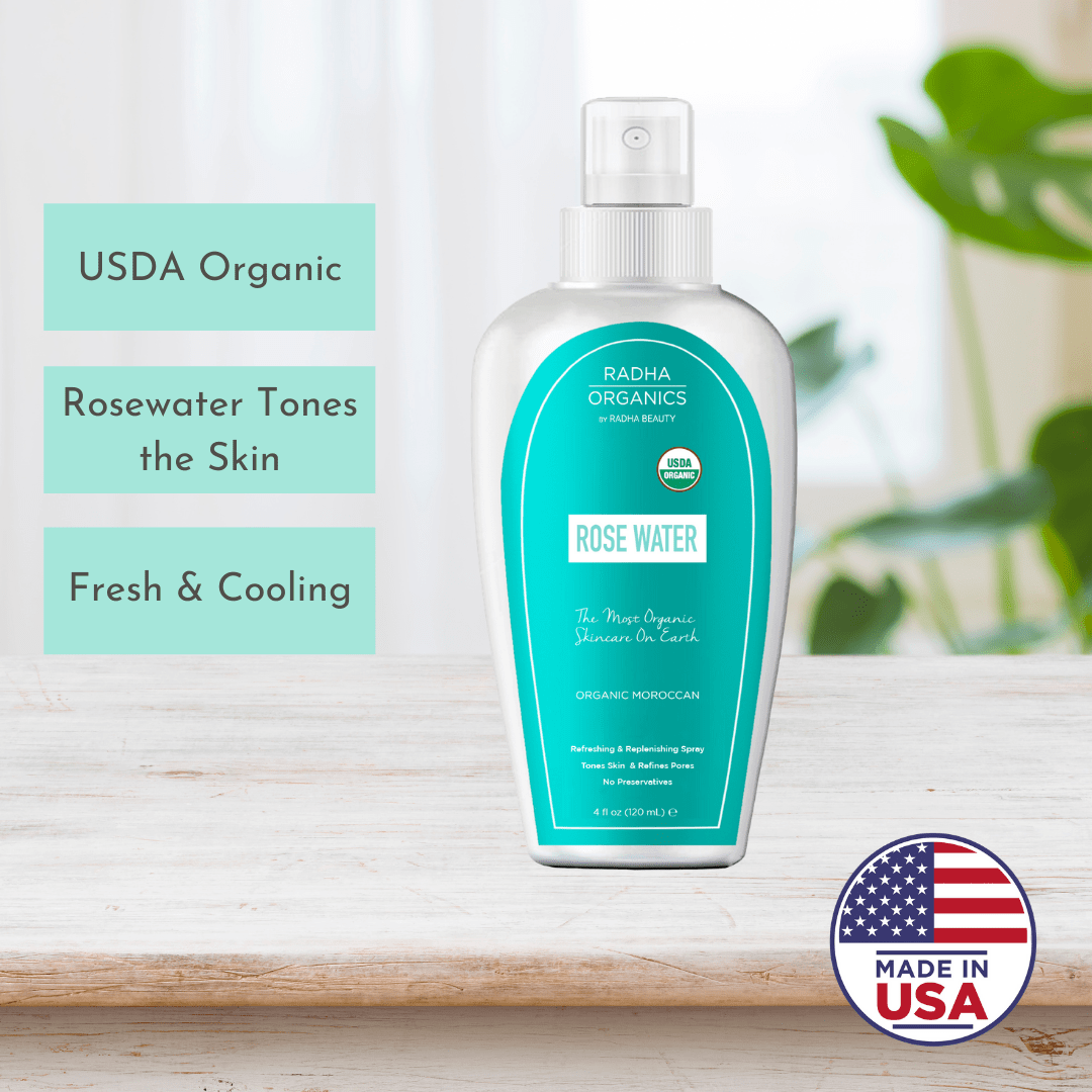 Radha Beauty USDA Organic Moroccan Rose Water Toner