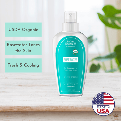Radha Beauty USDA Organic Moroccan Rose Water Toner